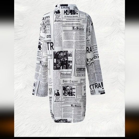 NIP Edgy , Designer, Spill The Tea , News Paper Print Dress - Picture 11 of 14
